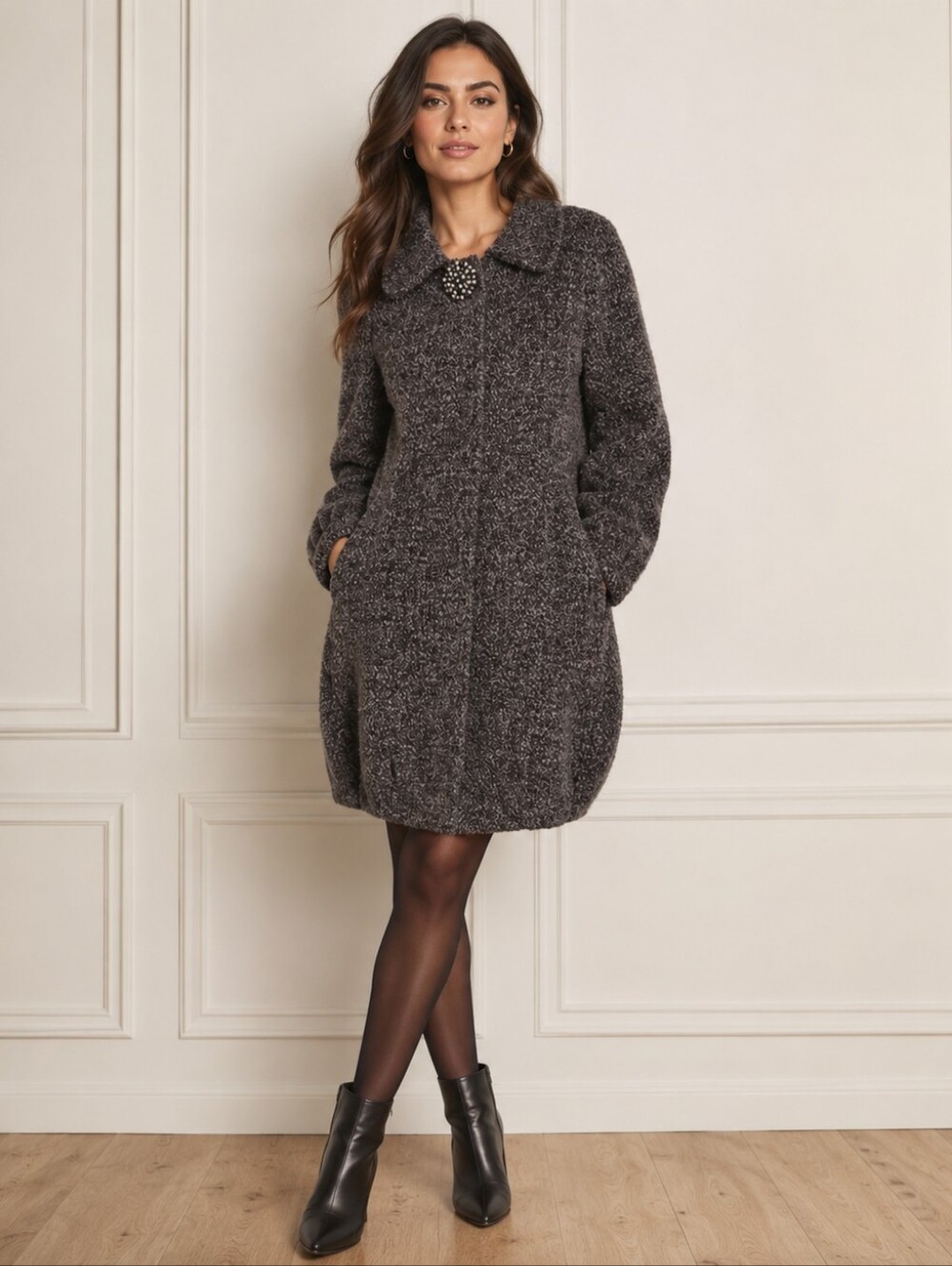 On Parle De Vous Black Pea Coat Size Eu 38 Us 2